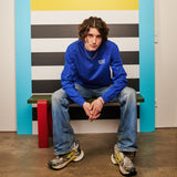 T-Shirt Long Sleeve "Berlin Travel Club Typo" - worker blue