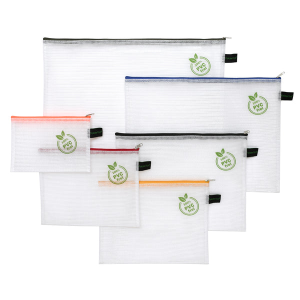 Zippered Bag Mesh, coloured EVA (PVC-free) Set of 6 pieces