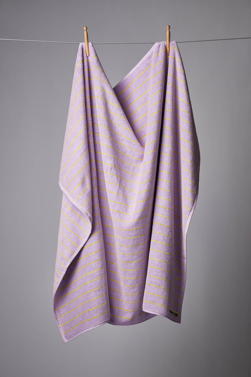 Naram towels, Lilac & Neon yellow