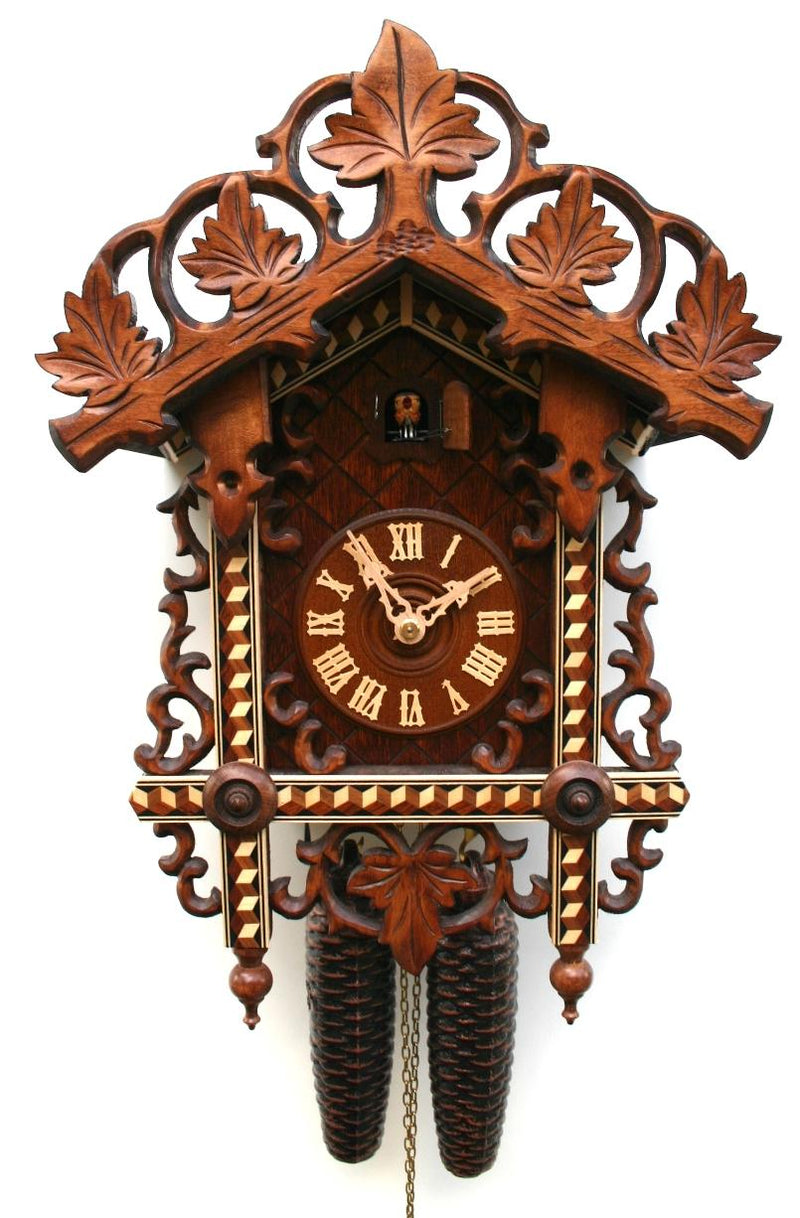 Original handmade cuckoo clock with ornate carvings and inlays - Rombach & Haas